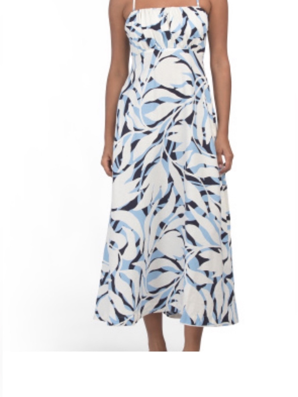 Nicole Miller New York Linen Blend Blue / White Geo Printed Midi Dress Sz 14 new - Picture 12 of 13